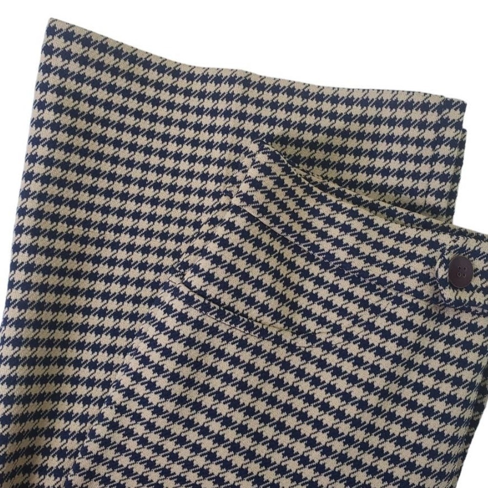 Vintage Wendy Winter Houndstooth Pants 10 Navy Blue Beige‎ Check 70s